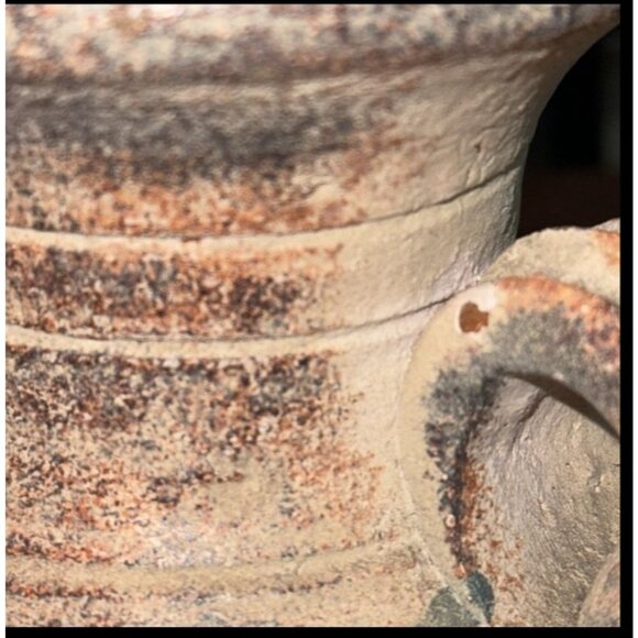 Antique-Style Ceramic Vase With Handles & Distressed Finish - Picture 5 of 10